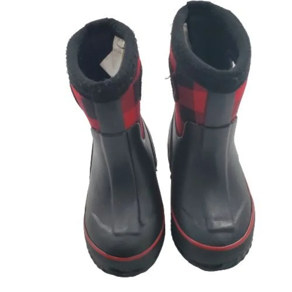 Cat & Jack Unisex Kids‎ Red Buffalo Plaid Waterproof Winter  Snow Boots Size 5/6